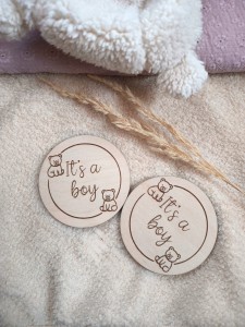 Tabliczka drewniana -  It's a boy - Misie 