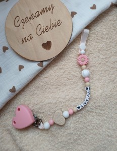 Zawieszka do smoczka PINK DAISY