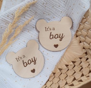 Tabliczka drewniana -  It's a boy - Miś