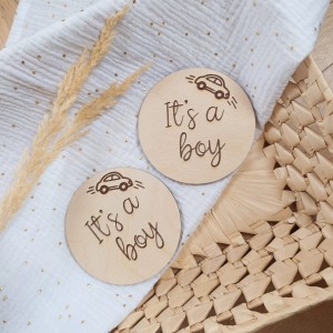 Tabliczka drewniana -  It's a boy - Autko 