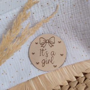 Tabliczka drewniana -  It's a girl - Kokardki