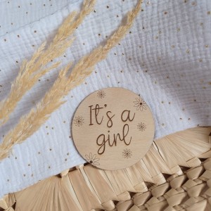 Tabliczka drewniana -  It's a girl - Kwiatki